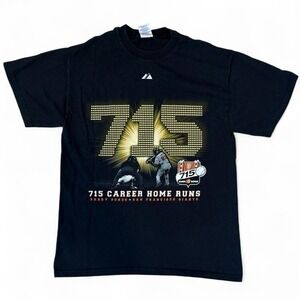 Vintage Barry Bonds 715 Career Home Runs Black T-Shirt Adult Medium 2005 Y2K VTG